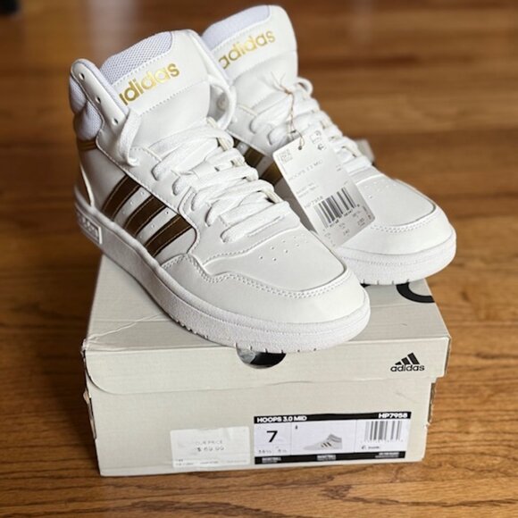 ADIDAS: YOUTH GIRLS/WOMENS 'HOOPS 3.0 MID' GYM SHOES-SIZE Y7/W8.5 **NEW IN BOX** - Picture 7 of 7